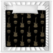 Seamless Background With Skulls And Guitars Nursery Decor 56023242