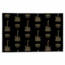 Seamless Background With Skulls And Guitars Rugs 56023242