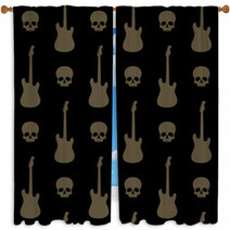 Seamless Background With Skulls And Guitars Window Curtains 56023242