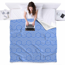Seamless Blue Geometric Texture. Blankets 72377719