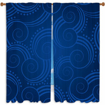 Seamless Blue Swirls Background Window Curtains 27977483