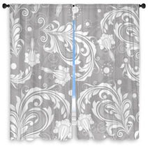 Seamless Bright Floral Vintage Vector Pattern. Window Curtains 52298529