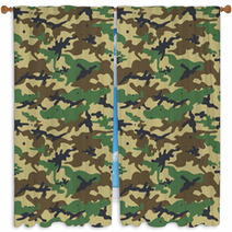 Seamless Camouflage Pattern Window Curtains 83267637