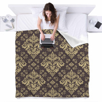 Seamless Classic Vector Golden Pattern Traditional Orient Ornament Classic Vintage Background Blankets 131212230