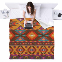 Seamless Colorful Aztec Pattern Blankets 46963967
