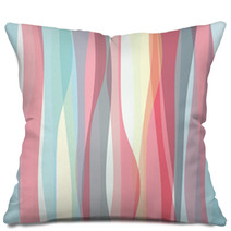 Seamless Colorful Striped Wave Background Pillows 66106722