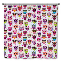 Seamless Colourfull Owl Pattern For Kids In Vector Bath Decor 43172385