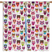 Seamless Colourfull Owl Pattern For Kids In Vector Window Curtains 43172385