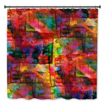 Seamless Cubism Red, Green, Yellow Abstract Art Picasso Texture Bath Decor 51682196