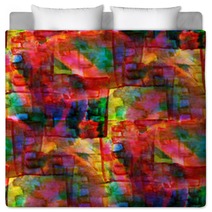 Seamless Cubism Red, Green, Yellow Abstract Art Picasso Texture Bedding 51682196