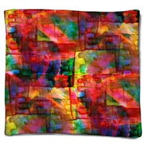 Seamless Cubism Red, Green, Yellow Abstract Art Picasso Texture Blankets 51682196