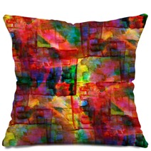 Seamless Cubism Red, Green, Yellow Abstract Art Picasso Texture Pillows 51682196