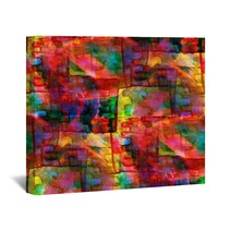 Seamless Cubism Red, Green, Yellow Abstract Art Picasso Texture Wall Art 51682196