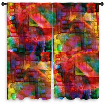 Seamless Cubism Red, Green, Yellow Abstract Art Picasso Texture Window Curtains 51682196