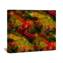 Seamless Cubism Yellow, Red Abstract Art Picasso Texture Waterco Wall Art 51682207