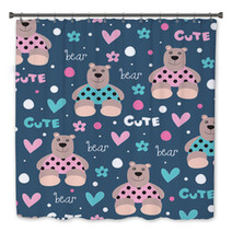Seamless Cute And Happy Bear Teddy Pattern Vector Illustration Bath Decor 63147590