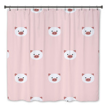 Seamless Cute Piggy Pattern Bath Decor 90278186