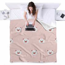 Seamless Cute Piggy Pattern Blankets 90278186