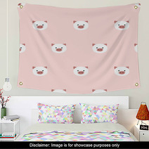 Seamless Cute Piggy Pattern Wall Art 90278186