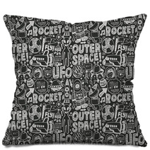 Seamless Doodle Space Pattern Pillows 65578799