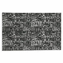 Seamless Doodle Space Pattern Rugs 65578799