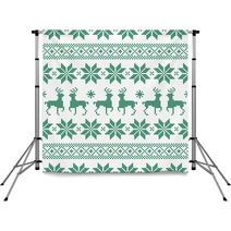 Seamless Dots Pattern Norwegian Style Green/White Backdrops 45515392