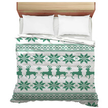 Seamless Dots Pattern Norwegian Style Green/White Bedding 45515392