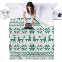 Seamless Dots Pattern Norwegian Style Green/White Blankets 45515392