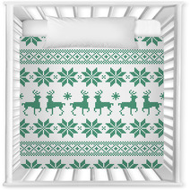 Seamless Dots Pattern Norwegian Style Green/White Nursery Decor 45515392