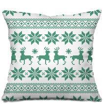 Seamless Dots Pattern Norwegian Style Green/White Pillows 45515392