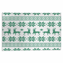 Seamless Dots Pattern Norwegian Style Green/White Rugs 45515392