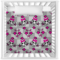 Seamless Emo Skulls Pattern Nursery Decor 51270760