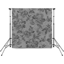 Seamless Fabric With Floral Motives Backdrops 132418366