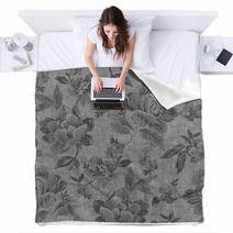 Seamless Fabric With Floral Motives Blankets 132418366