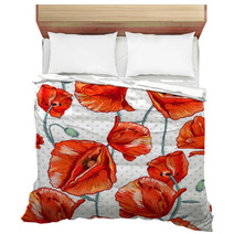 Seamless Floral Background With Red Poppy Bedding 66605798