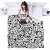 Seamless Floral Pattern Blankets 54459968