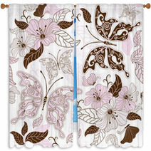 Seamless Floral Pattern Window Curtains 38863132