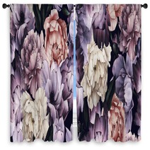 Seamless Floral Pattern With Flowers Watercolor Window Curtains 301621818