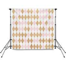 Seamless Gold Pattern Golden And Pink Diamonds On A White Backg Backdrops 118430420