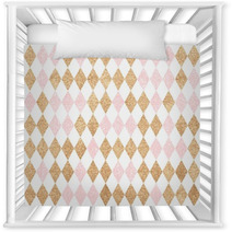 Seamless Gold Pattern Golden And Pink Diamonds On A White Backg Nursery Decor 118430420