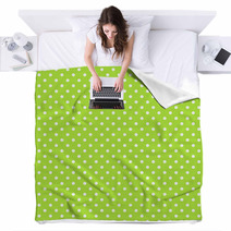 Seamless Green Polka Dot Background Blankets 65120631