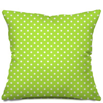 Seamless Green Polka Dot Background Pillows 65120631