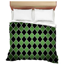 Seamless Harlequin Pattern green And Black Bedding 42661519