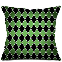 Seamless Harlequin Pattern green And Black Pillows 42661519