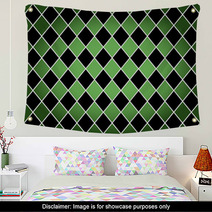 Seamless Harlequin Pattern green And Black Wall Art 42661519