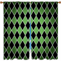 Seamless Harlequin Pattern green And Black Window Curtains 42661519