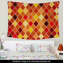 Seamless Harlequin Pattern orange And Red Tones Wall Art 42661518