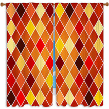 Seamless Harlequin Pattern orange And Red Tones Window Curtains 42661518