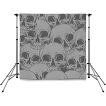 Seamless Horror Grey Skull Tattoo Pattern Backdrops 119338160