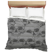 Seamless Horror Grey Skull Tattoo Pattern Bedding 119338160